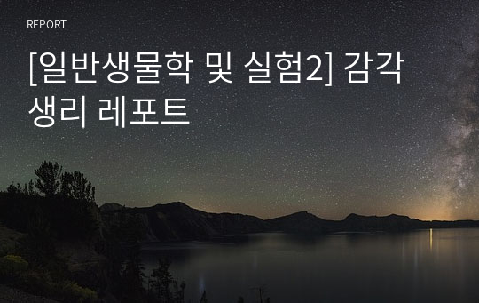 [일반생물학 및 실험2] 감각생리 레포트