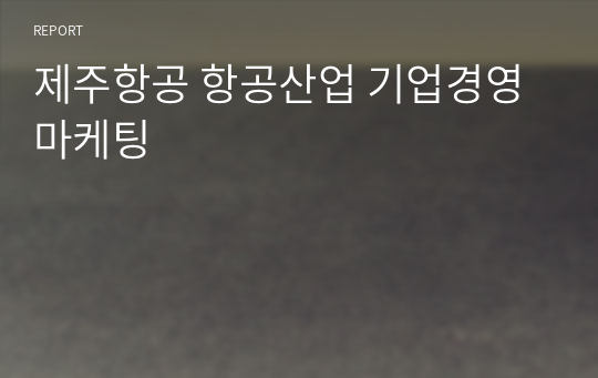 제주항공 항공산업 서비스 마케팅