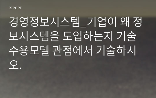 경영정보시스템_기업이 왜 정보시스템을 도입하는지 기술수용모델 관점에서 기술하시오.