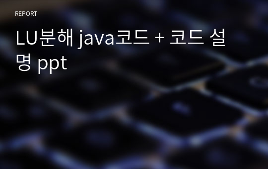 LU분해 java코드 + 코드 설명 ppt