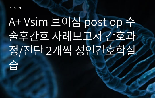 A+ Vsim 브이심 post op 수술후간호 사례보고서 간호과정/진단 2개씩 성인간호학실습