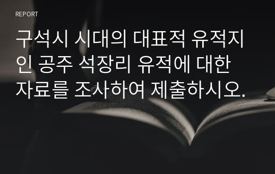 구석시 시대의 대표적 유적지인 공주 석장리 유적에 대한 자료를 조사하여 제출하시오.