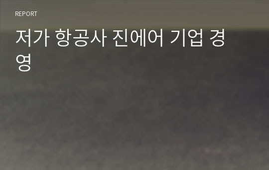 저가 항공사 진에어 기업 경영