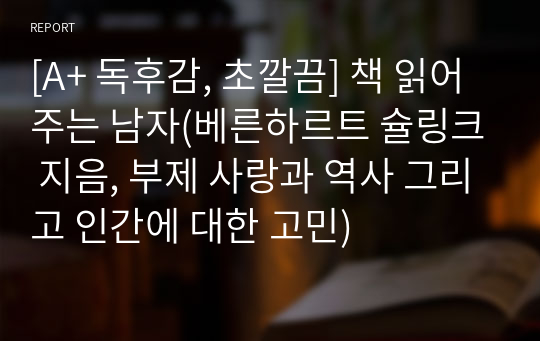 [A+ 독후감, 초깔끔] 책 읽어주는 남자(베른하르트 슐링크 지음, 부제 사랑과 역사 그리고 인간에 대한 고민)