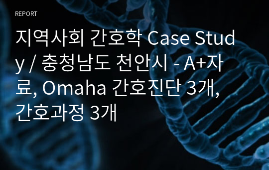 지역사회 간호학 Case Study / 충청남도 천안시 - A+자료, Omaha 간호진단 3개, 간호과정 3개