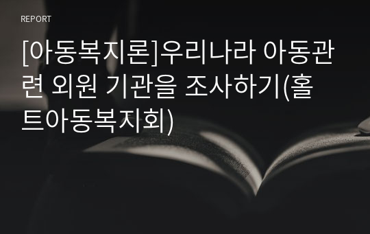 [아동복지론]우리나라 아동관련 외원 기관을 조사하기(홀트아동복지회)