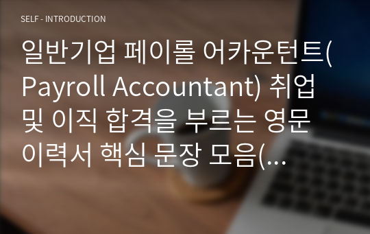 페이롤 어카운턴트(Payroll Accountant) 일반 및 외국계 취업/이직 합격을 부르는 영문 이력서 핵심 문장 모음(한국어 포함)