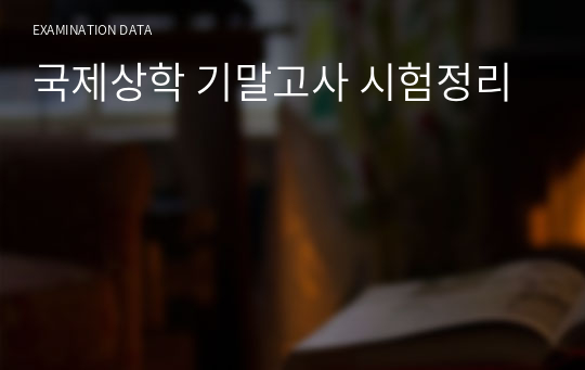 국제상학 기말고사 시험정리