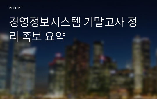 경영정보시스템 기말고사 정리 족보 요약