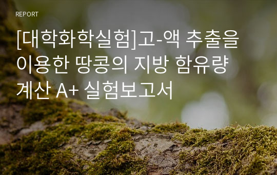 [대학화학실험]고-액 추출을 이용한 땅콩의 지방 함유량 계산 A+ 실험보고서