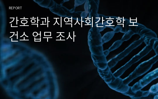 간호학과 지역사회간호학 보건소 업무 조사