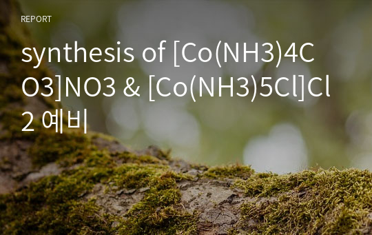 synthesis of [Co(NH3)4CO3]NO3 &amp; [Co(NH3)5Cl]Cl2 예비