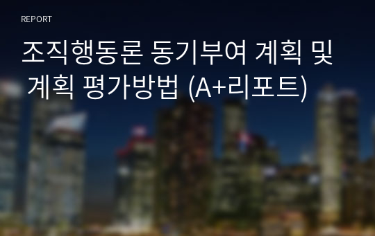 조직행동론 동기부여 계획 및 계획 평가방법 (A+리포트)