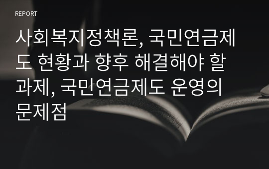 사회복지정책론, 국민연금제도 현황과 향후 해결해야 할 과제, 국민연금제도 운영의 문제점