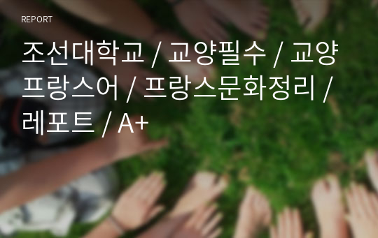 조선대학교 / 교양필수 / 교양프랑스어 / 프랑스문화정리 / 레포트 / A+