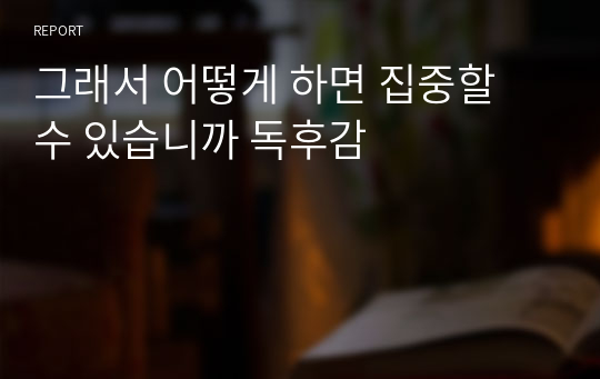 그래서 어떻게 하면 집중할 수 있습니까 독후감