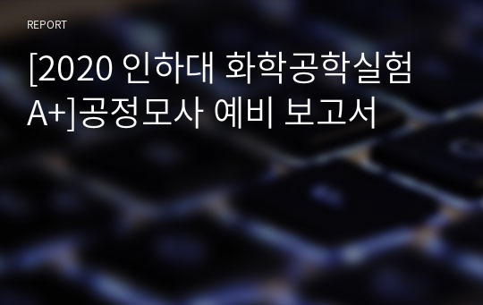 [2020 인하대 화학공학실험 A+]공정모사 예비 보고서