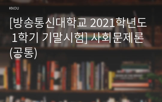 [방송통신대학교 2021학년도 1학기 기말시험] 사회문제론(공통)