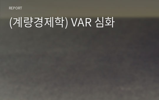 (계량경제학) VAR 심화