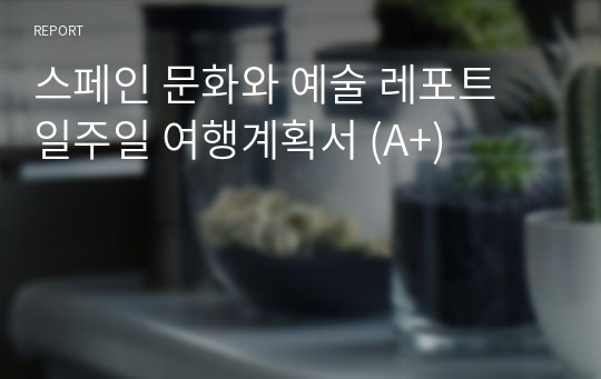 스페인 문화와 예술 레포트 일주일 여행계획서 (A+)