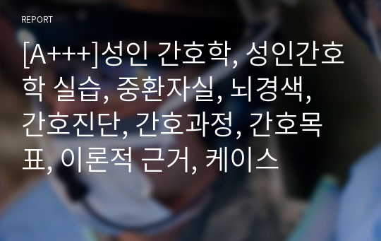 [A+++]성인 간호학, 성인간호학 실습, 중환자실, 뇌경색, 간호진단, 간호과정, 간호목표, 이론적 근거, 케이스