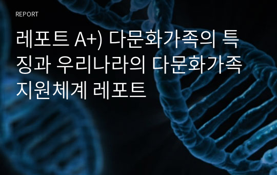 레포트 A+) 다문화가족의 특징과 우리나라의 다문화가족 지원체계 레포트