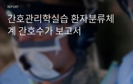 간호관리학실습 환자분류체계 간호수가 보고서