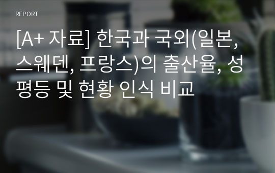 [A+ 자료] 한국과 국외(일본, 스웨덴, 프랑스)의 출산율, 성평등 및 현황 인식 비교