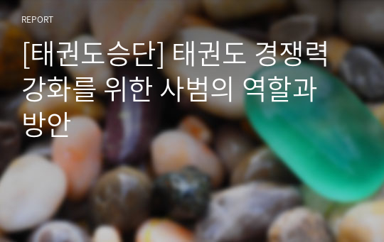 [태권도승단] 태권도 경쟁력 강화를 위한 사범의 역할과 방안