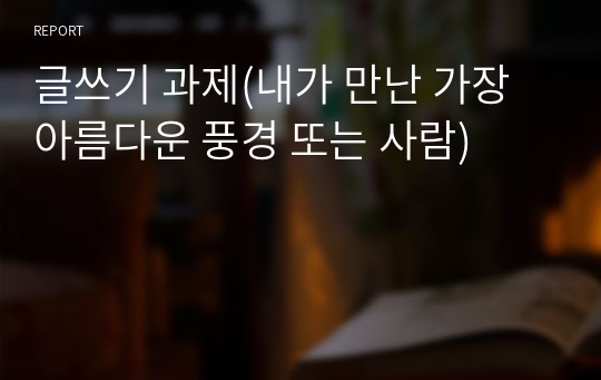 글쓰기 과제(내가 만난 가장 아름다운 풍경 또는 사람)