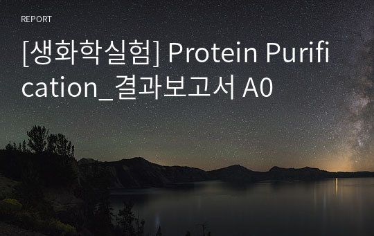 [생화학실험] Protein Purification_결과보고서 A0