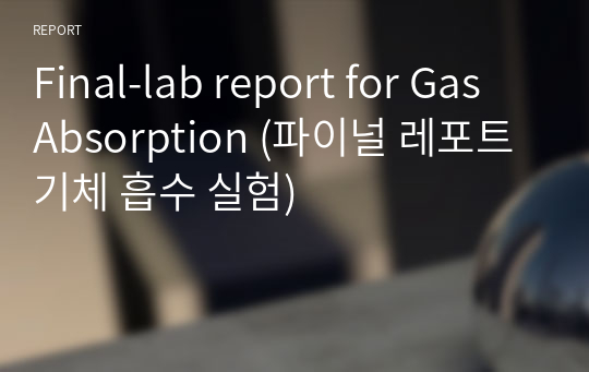 [A+] Final-lab report for Gas Absorption (파이널 레포트 기체 흡수 실험)