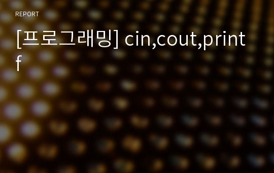 [프로그래밍] cin,cout,printf