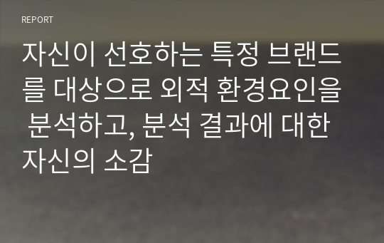 자신이 선호하는 특정 브랜드를 대상으로 외적 환경요인을 분석하고, 분석 결과에 대한 자신의 소감