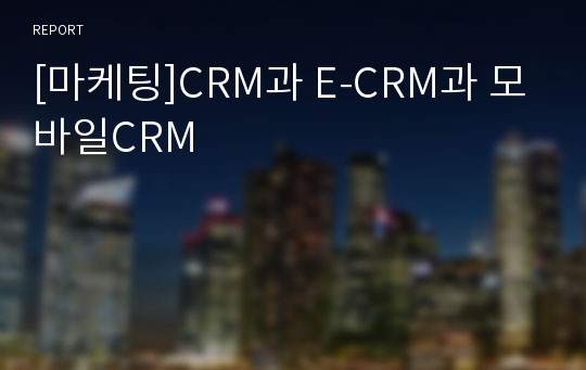 [마케팅]CRM과 E-CRM과 모바일CRM