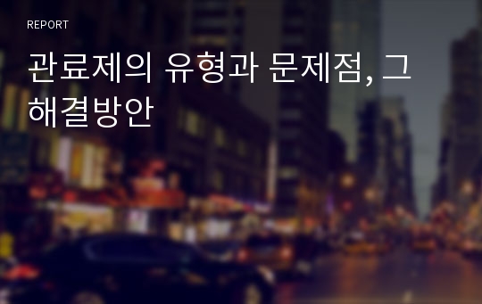 관료제의 유형과 문제점, 그 해결방안