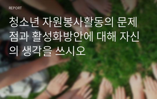 청소년 자원봉사활동의 문제점과 활성화방안에 대해 자신의 생각을 쓰시오