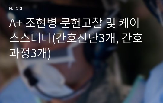 A+ 조현병 문헌고찰 및 케이스스터디(간호진단3개, 간호과정3개)