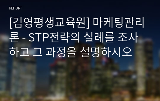 [김영평생교육원] 마케팅관리론 - STP전략의 실례를 조사하고 그 과정을 설명하시오