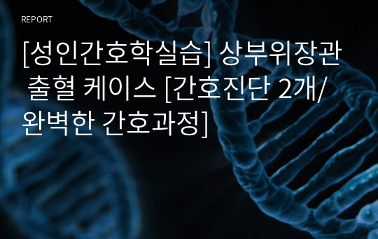 [성인간호학실습] 상부위장관 출혈 케이스 [간호진단 2개/완벽한 간호과정]