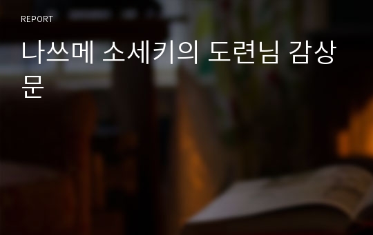 나쓰메 소세키의 도련님 감상문