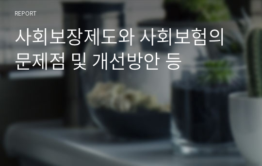 사회보장제도와 사회보험의 문제점 및 개선방안 등