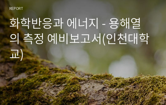 화학반응과 에너지 - 용해열의 측정 예비보고서(인천대학교)