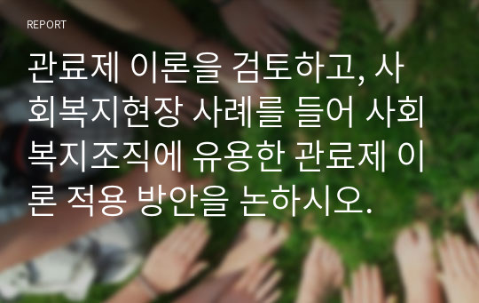 관료제 이론을 검토하고, 사회복지현장 사례를 들어 사회복지조직에 유용한 관료제 이론 적용 방안을 논하시오.