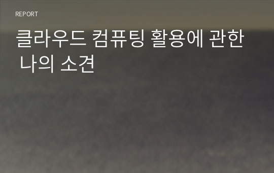 클라우드 컴퓨팅 활용에 관한 나의 소견