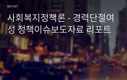 사회복지정책론 - 경력단절여성 정책이슈보도자료 리포트