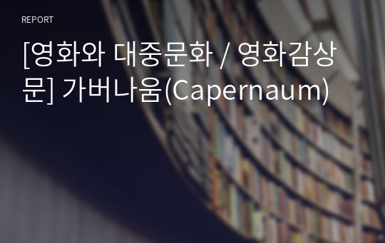 [영화와 대중문화 / 영화감상문] 가버나움(Capernaum)