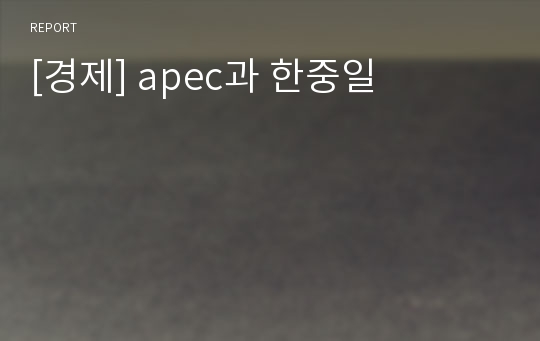 [경제] apec과 한중일