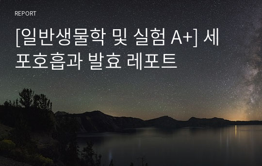 [일반생물학 및 실험 A+] 세포호흡과 발효 레포트