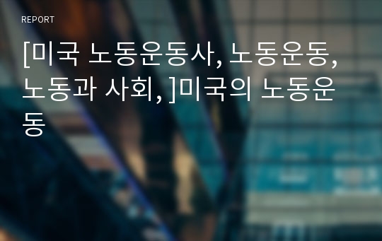 [미국 노동운동사, 노동운동, 노동과 사회, ]미국의 노동운동